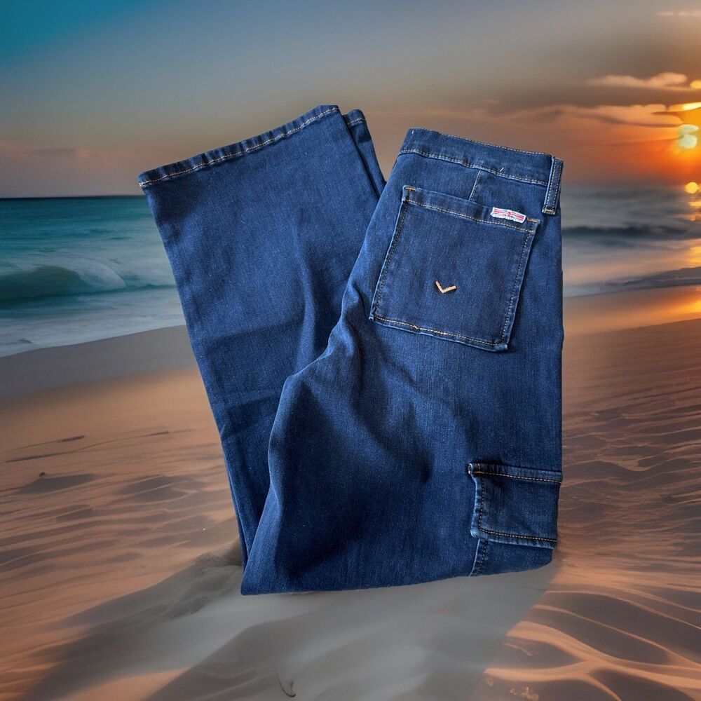 Hudson Jeans Women 29 (ACT 30x27) Blue Rosalie High Rise Wide Leg Ankle Stretchy